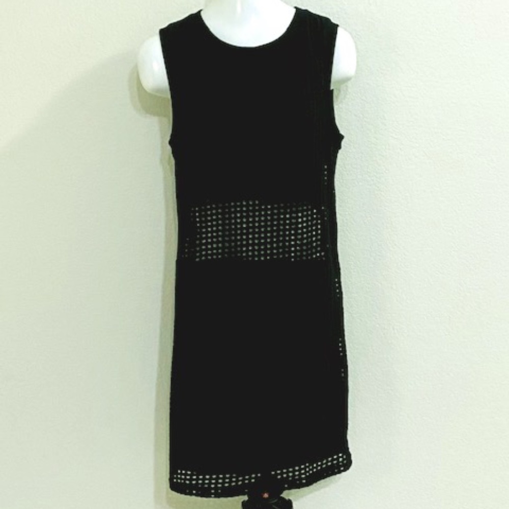 Fabletics Black Sheer Mesh Bryce Tank Dress